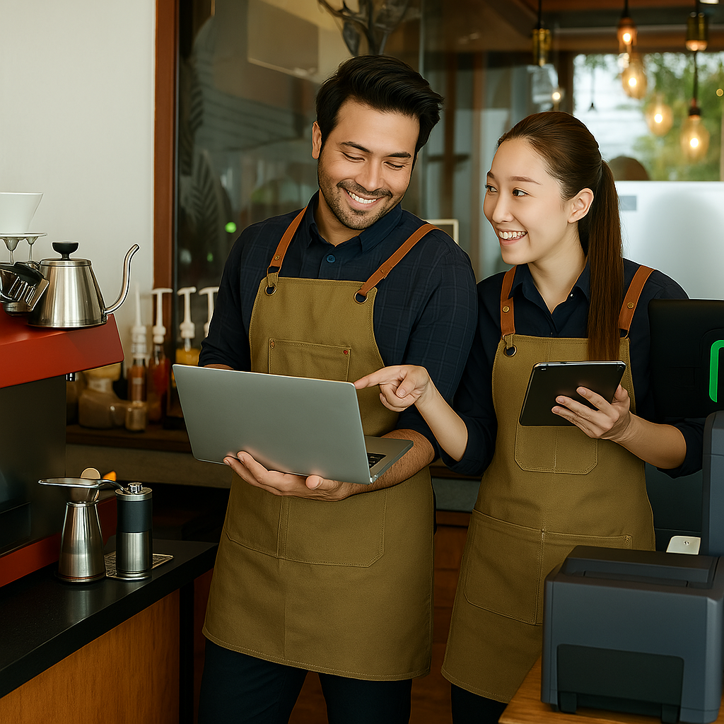 restaurant employees talking