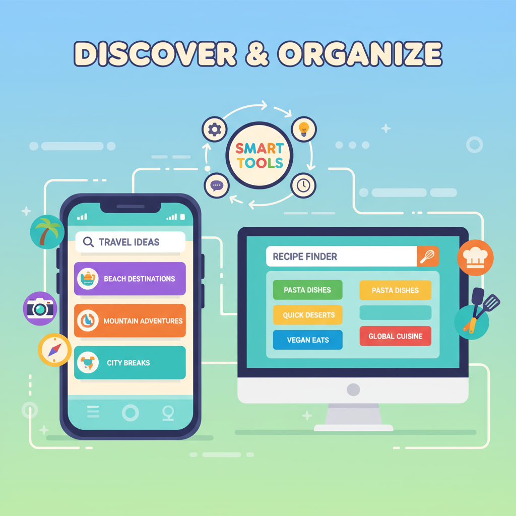 Simple illustration showing search tools and mobile optimization for better rankings